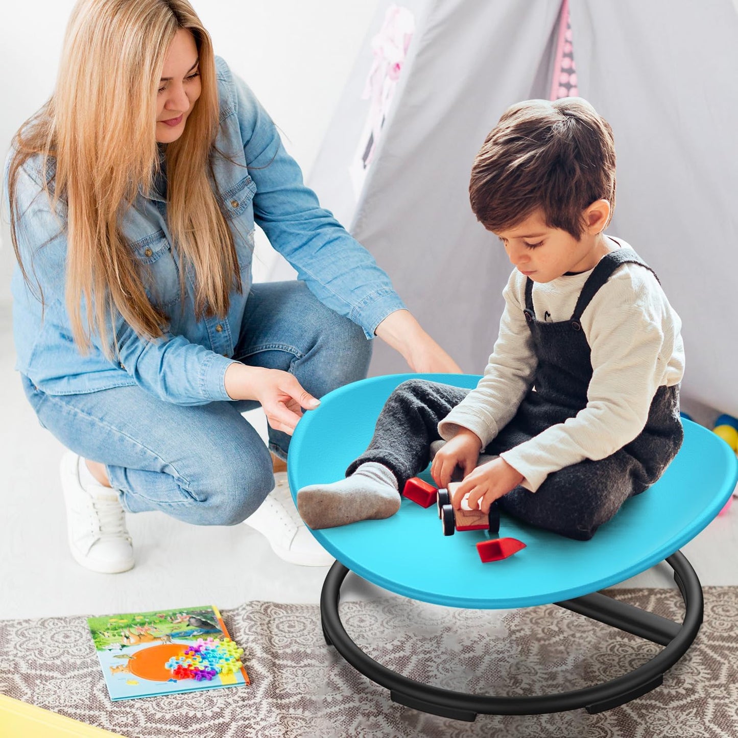 Spinning Chair for Autistic Kids, Sensory Chair for Autistic Children, Training Body Coordination, No Assembly Required, Sensory Swivel Chairs for Kids with Non-Slip Design