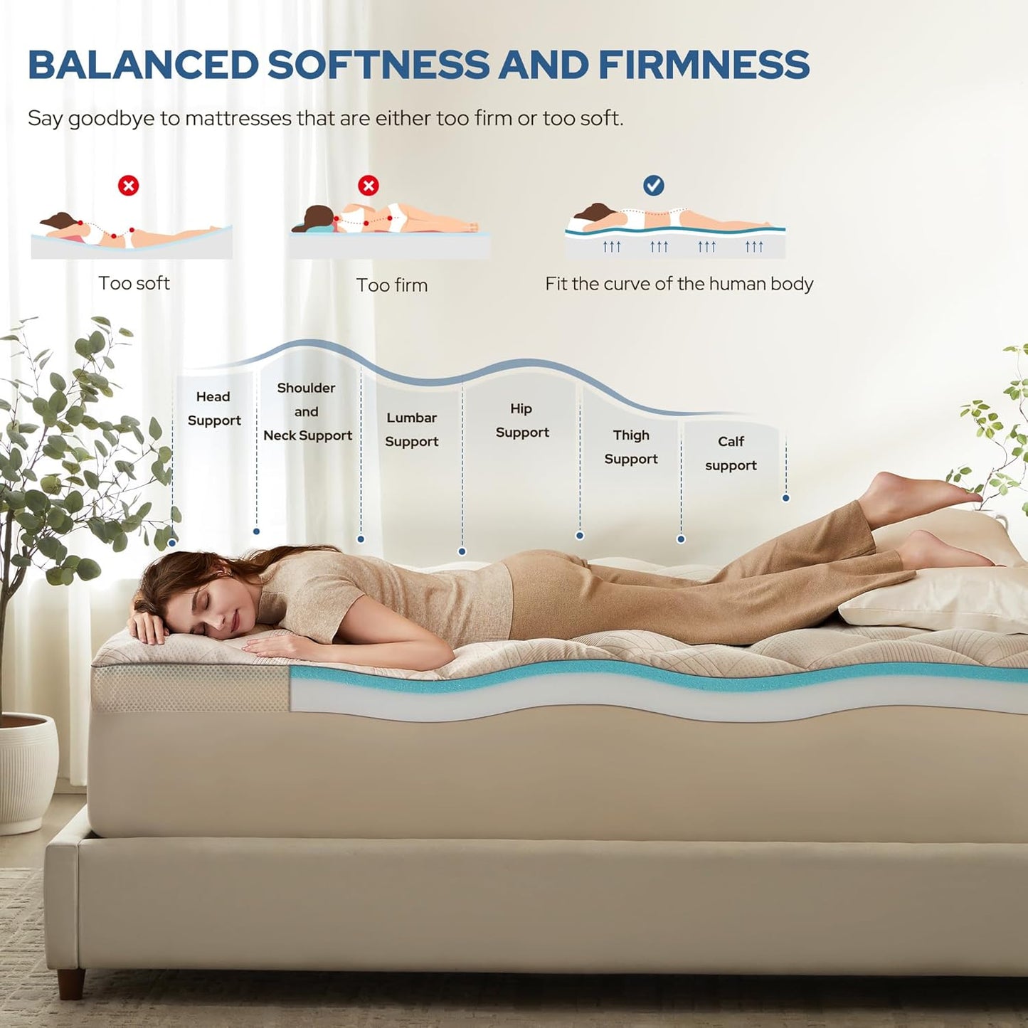 Bedlore 4-Inch Twin Mattress Topper for Back Pain - Dual Layer Medium Support (2" Gel Memory Foam + 2" Cooling Fluffy Pillow Top Pad), Breathable & Pressure Relief (Beige)
