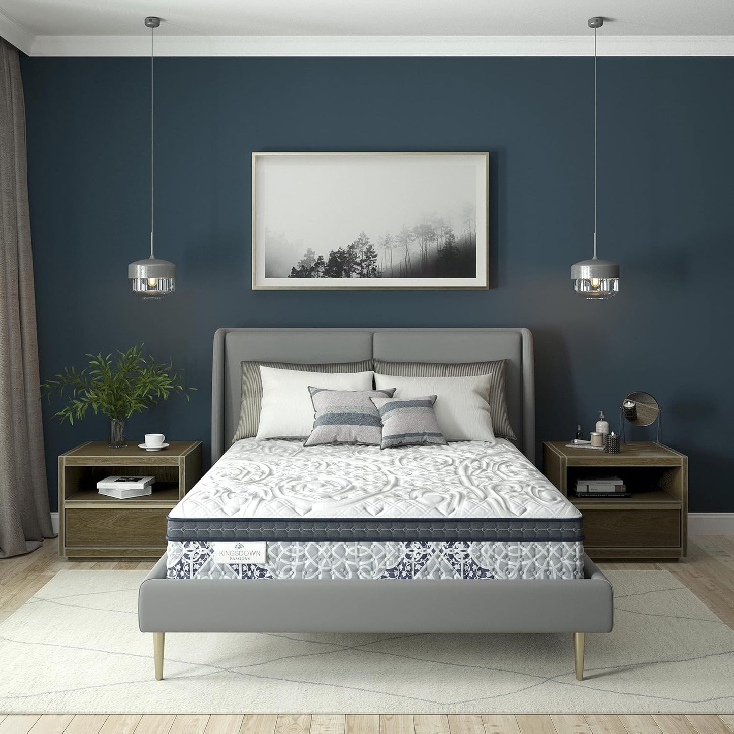 Kingsdown Firm Euro Pillow Top Hybrid Queen Mattress Cooling Gel Memory Foam Layer Multi-Layered Motion Isolation Cool Sleep Quilted Top Luxury Mattresses, 15-inch, Passions Engleson