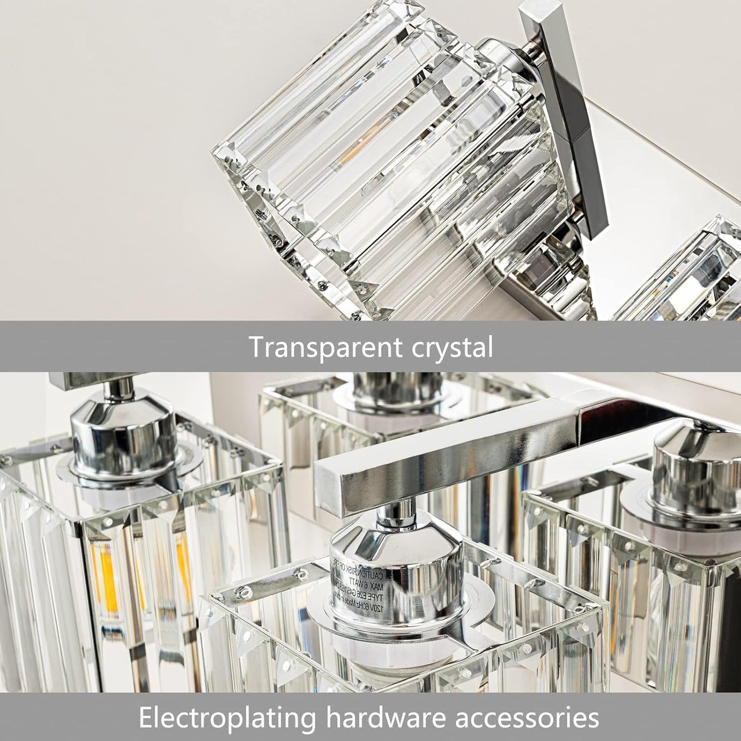 Modern 4-Light Chrome Crystal Bathroom Vanity Light Fixtures