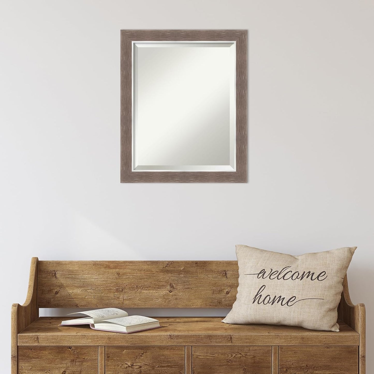 Amanti Art Brown Wall Mirror 24x20 Noble Mocha Rectangle Bathroom Mirror for Wall Decor Living Room, Small Casual Frame, Hangs Horizonally and Vertically, Bathroom Decor, Beveled Edge from WI, USA