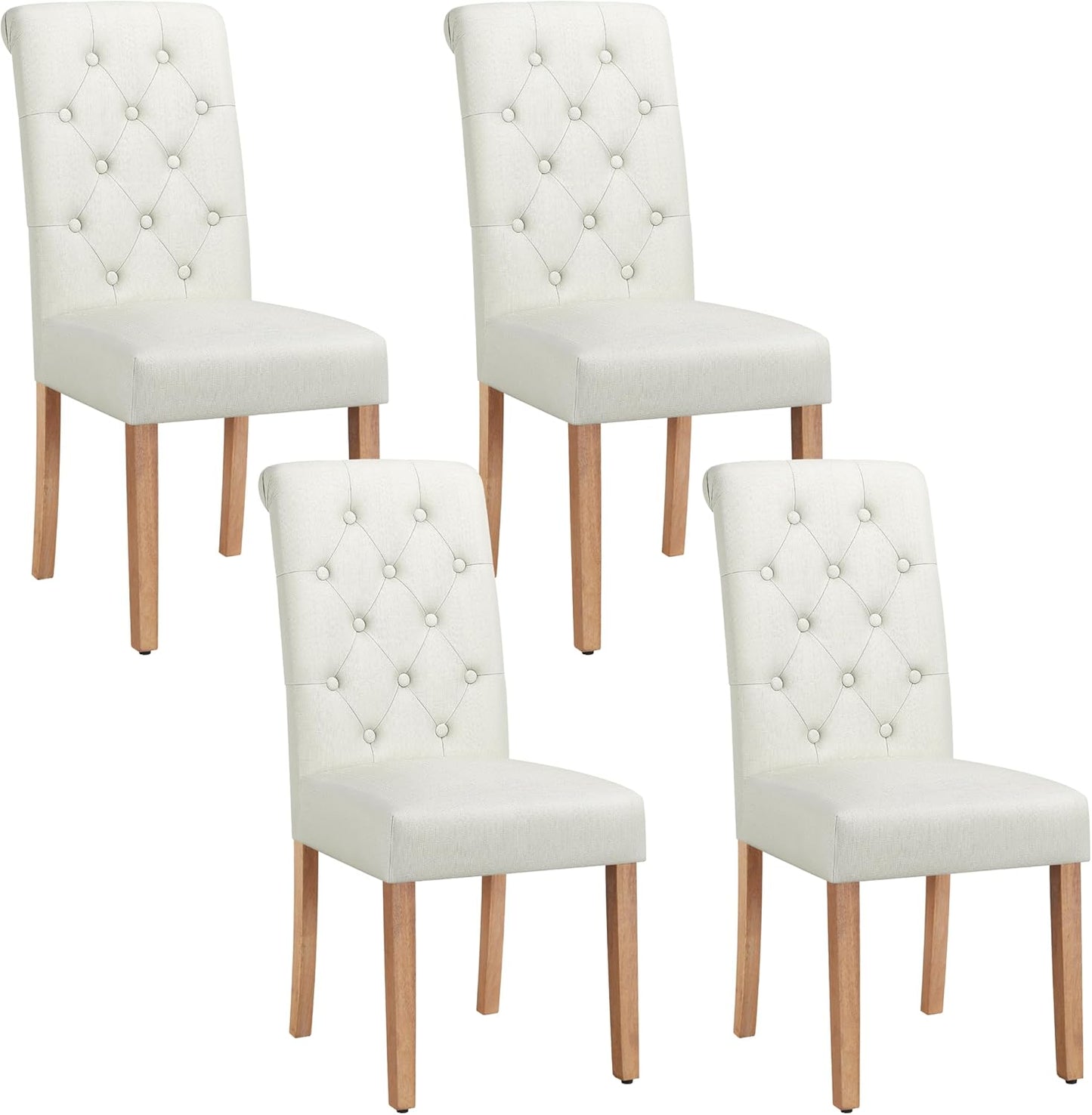 Yaheetech Dining Chairs Set of 4 Fabric Upholstered Dining Room Chairs with Button Tufted High Back and Solid Wood Legs for Kitchen/Living Room/Restaurant, Modern Style, Beige