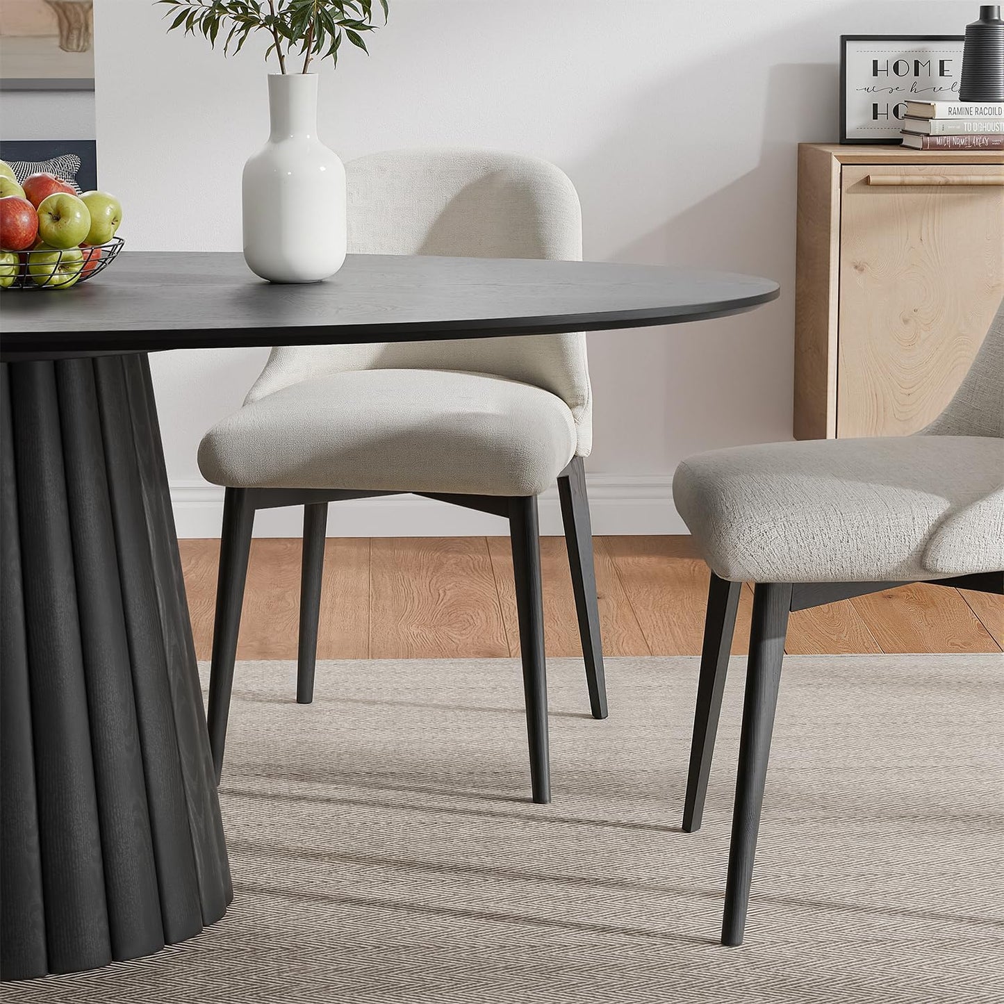 Casaphoria 67" Oval Dining Table, Modern Wood Kitchen Table with Cone Shaped Strip Convex Base for Living Room & Dining Room, Easy Assembly Farmhouse Furniture for 4-6, Black