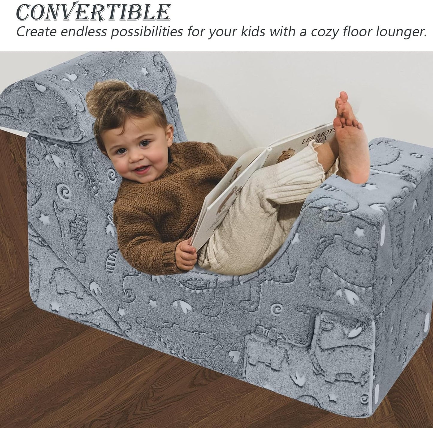 MeMoreCool Foam Climbing Toddler Couch, Modular Kids Sofa with Slide & Stair, Convertible Baby Couch for Playroom, Sectional Furniture for Crawling, Climbing, and Kids’ Play