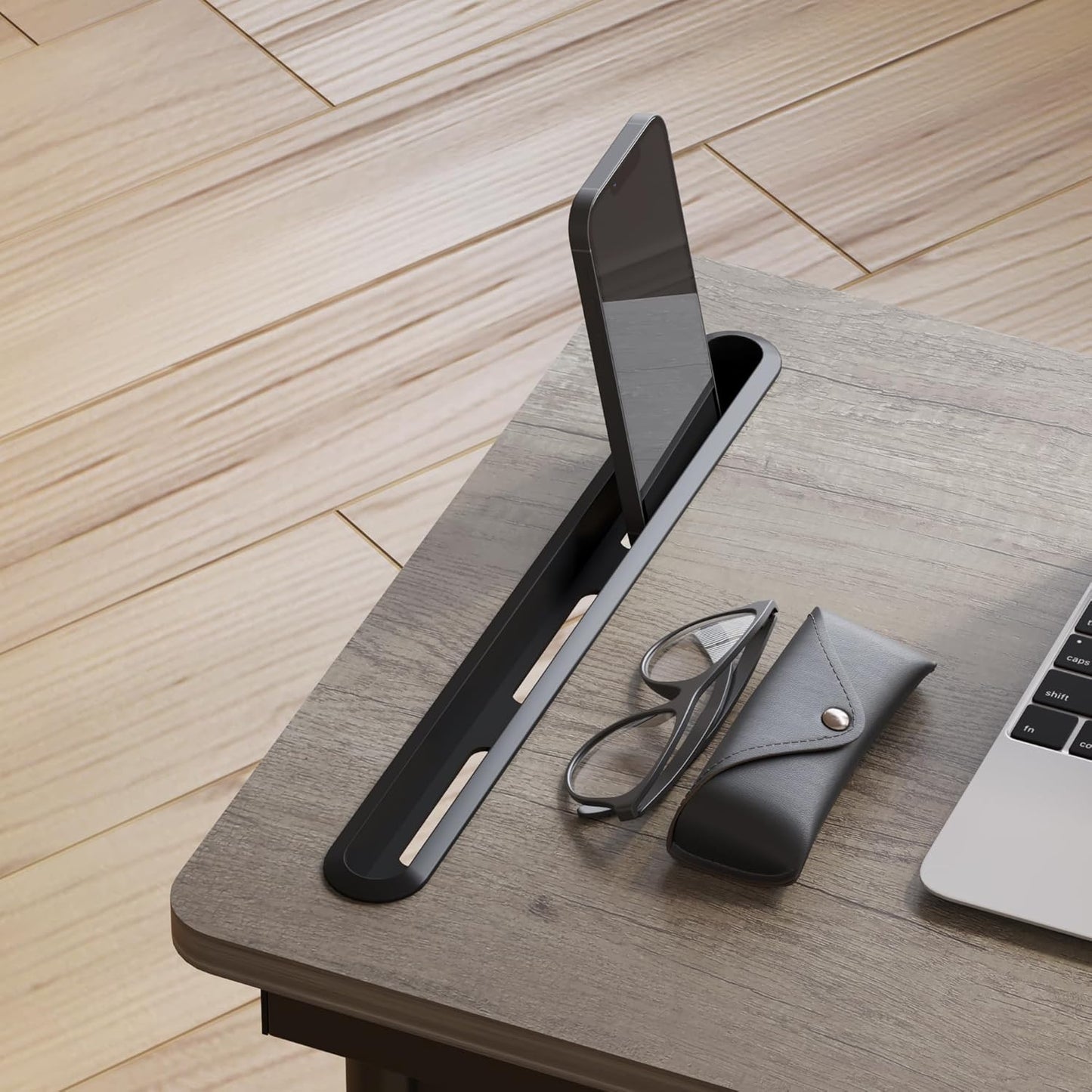 Adjustable Height Overbed Table, Sofa Side Bedside C Table with Wheels, Hospital Bed Table Rolling Tray with Storage, Mobile Computer Desk Laptop Table for Home Use with Side Pocket