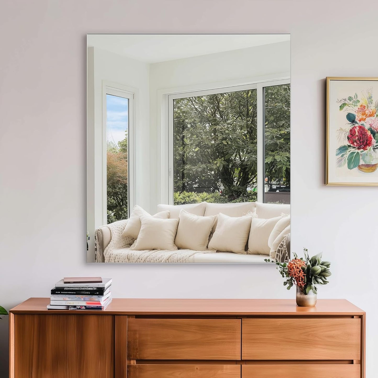 KOCUUY Frameless Mirror, 30"x30" Square Rectangle Vanity Mirror for Over Sink, Upgraded Shatterproof Unframed Design for Bedroom, Living Room, Entryway