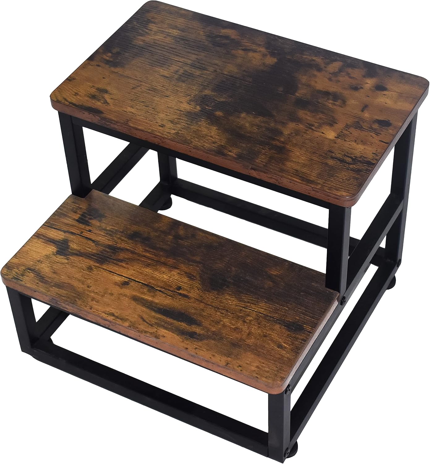 Step Stool, Multi Purpose Step Stools for Kids Adults, Round Corner Bed Step Stools for High Beds, Dog Steps Portable Stepping Stool for Bedroom Kitchen, Load 500 LB, Rustic