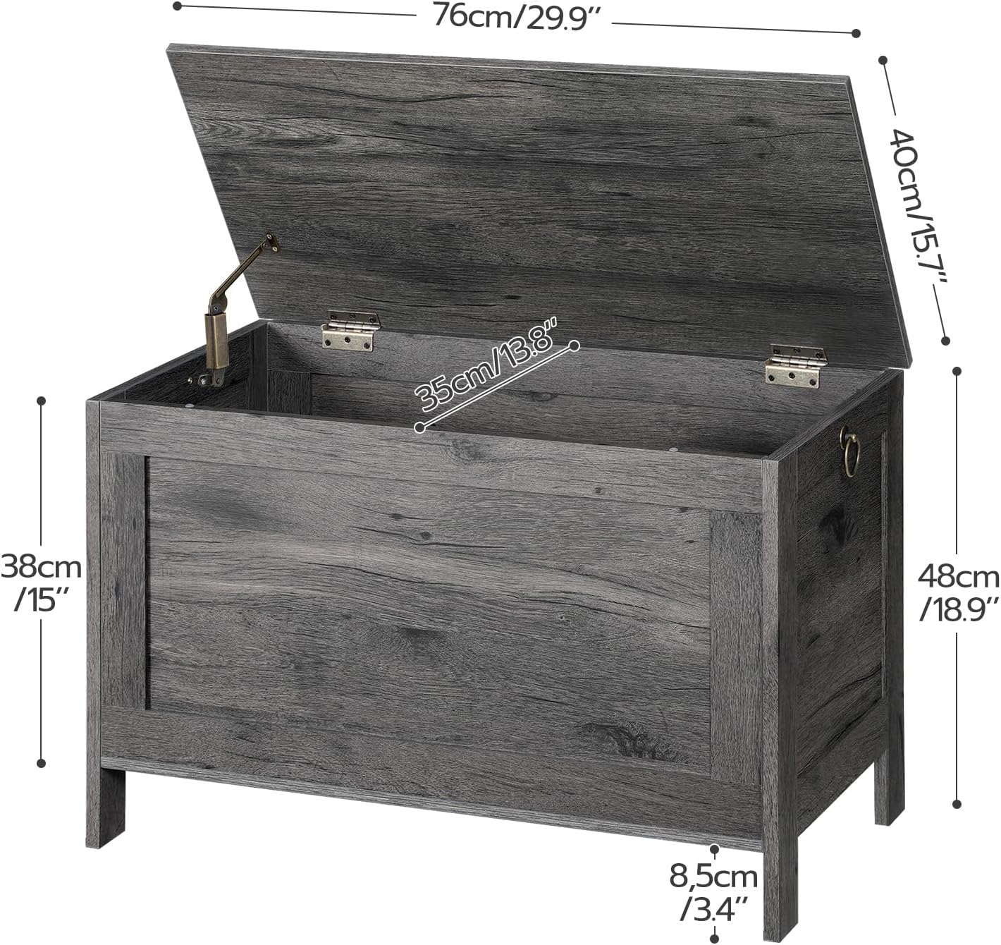 HOOBRO Toy Box, Retro Wooden Look Storage Chest with Safety Hinge, Entryway Storage Bench Supports 220 lb, 29.9 x 15.7 x 18.9 Inches Toy Chest Organizer, Easy Assembly, Charcoal Black BC75CW01G1
