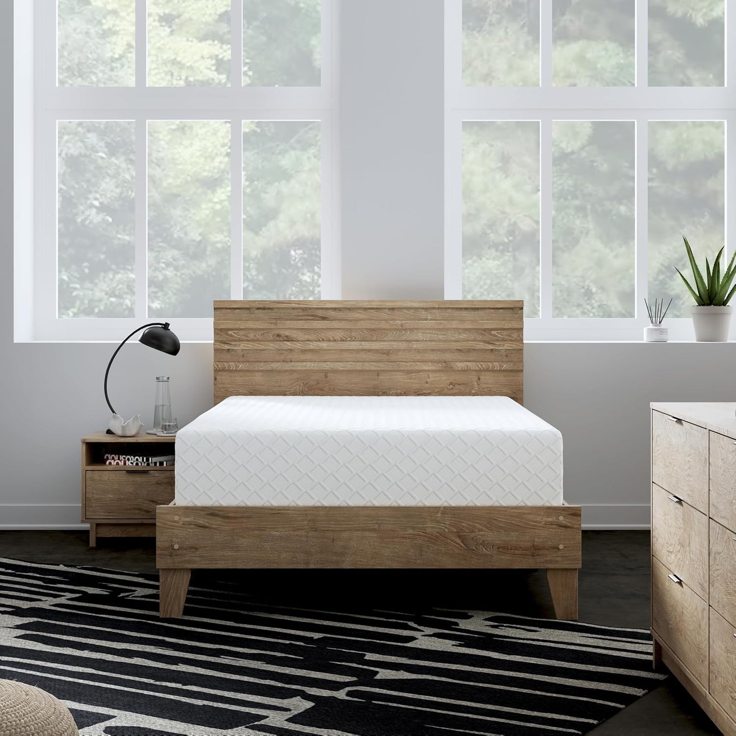 Signature Design by Ashley Full Size Chime 12 Inch Medium Firm Memory Foam Mattress with Green Tea & Charcoal Gel for Pressure Relief, Fiberglass Free, Mattress In A Box