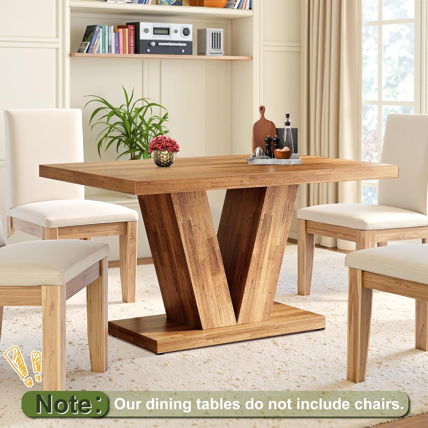 NicBex 47" Dining Table for 4 People, Farmhouse Dinner Table Small Dining Room Tables Rectangular Wooden Kitchen Tables with Heavy Duty Pedestal for Kitchen, Living Room, Black & Brown