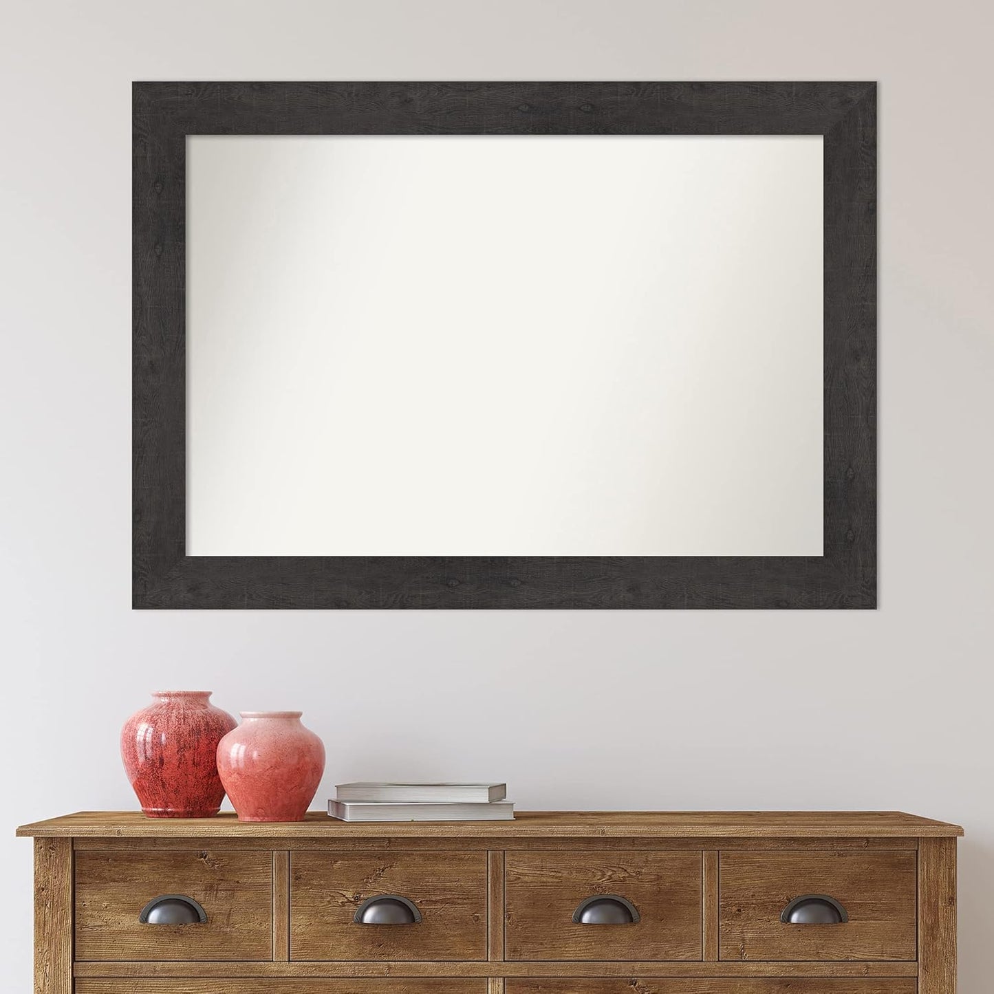 Amanti Art White Bathroom Mirror for Over Sink, 30x42 Ridge White Rectangle Vanity Mirror, Large Traditional Frame, Hangs Horizonally and Vertically, Bathroom Wall Decor, Non-Beveled Edge from WI, USA