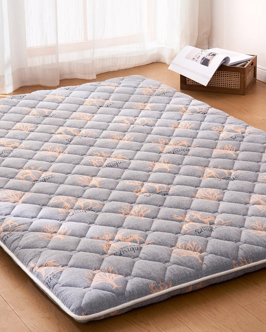 6th Generation Japanese Floor Futon Mattress - Extra-Thick 9-Layer Modern Futon with 100% High-Density Foam, Portable Floor Mattress Sleeping Pad for Adults, Guest Room, Dormitory, Full Size(54"X80")