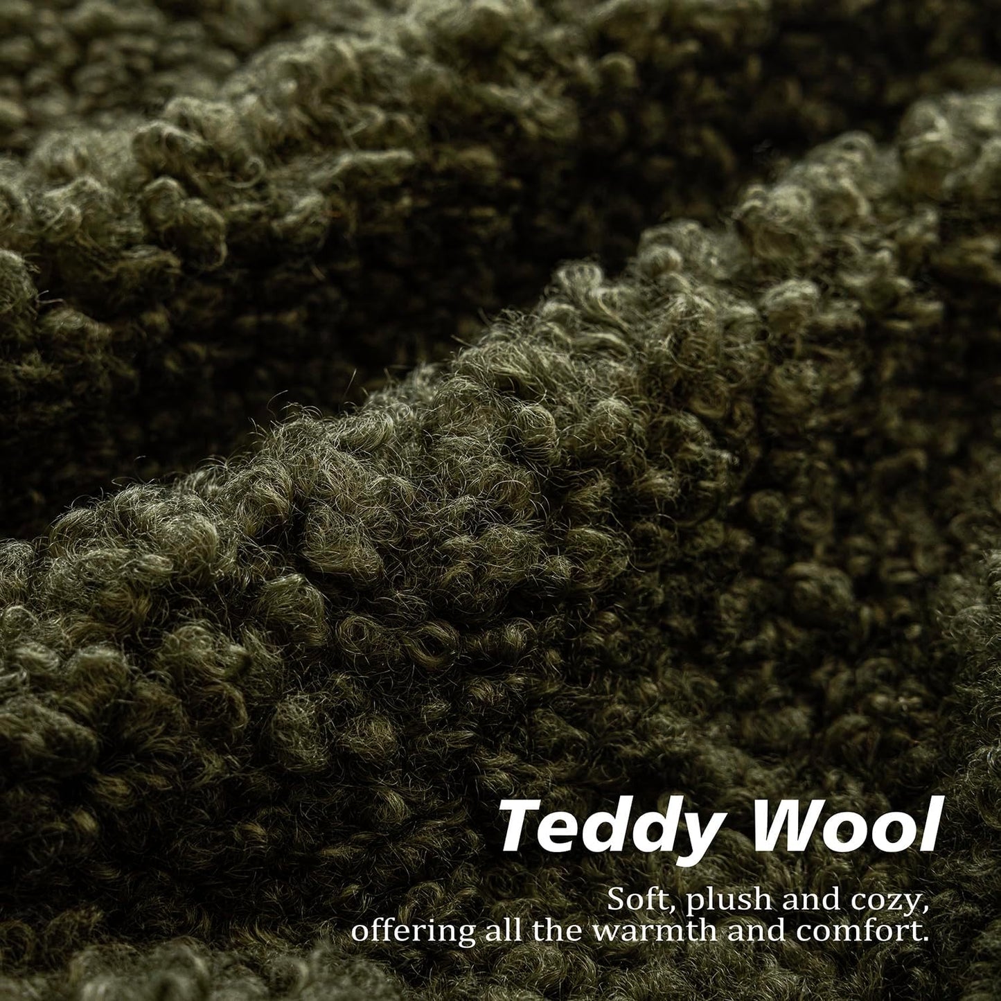 Foindtower 2 Pieces 16x16 Inch Olive Green, Faux Fur Throw Pillow Cover Accent Sherpa Furry Pillow Covers Fuzzy Soft Pillowcases Cozy Sheepskin Decorative Fleece Cushion Case for Bed Couch Living Room