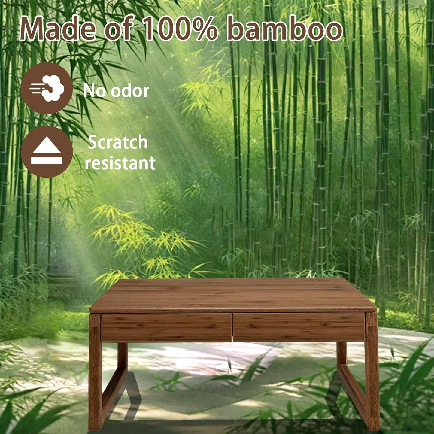 Japanese Floor Coffee Table,Bamboo Low Table,Japanese Tea Table for Sitting Tatami Meditation Living Room Home Office(Brown)