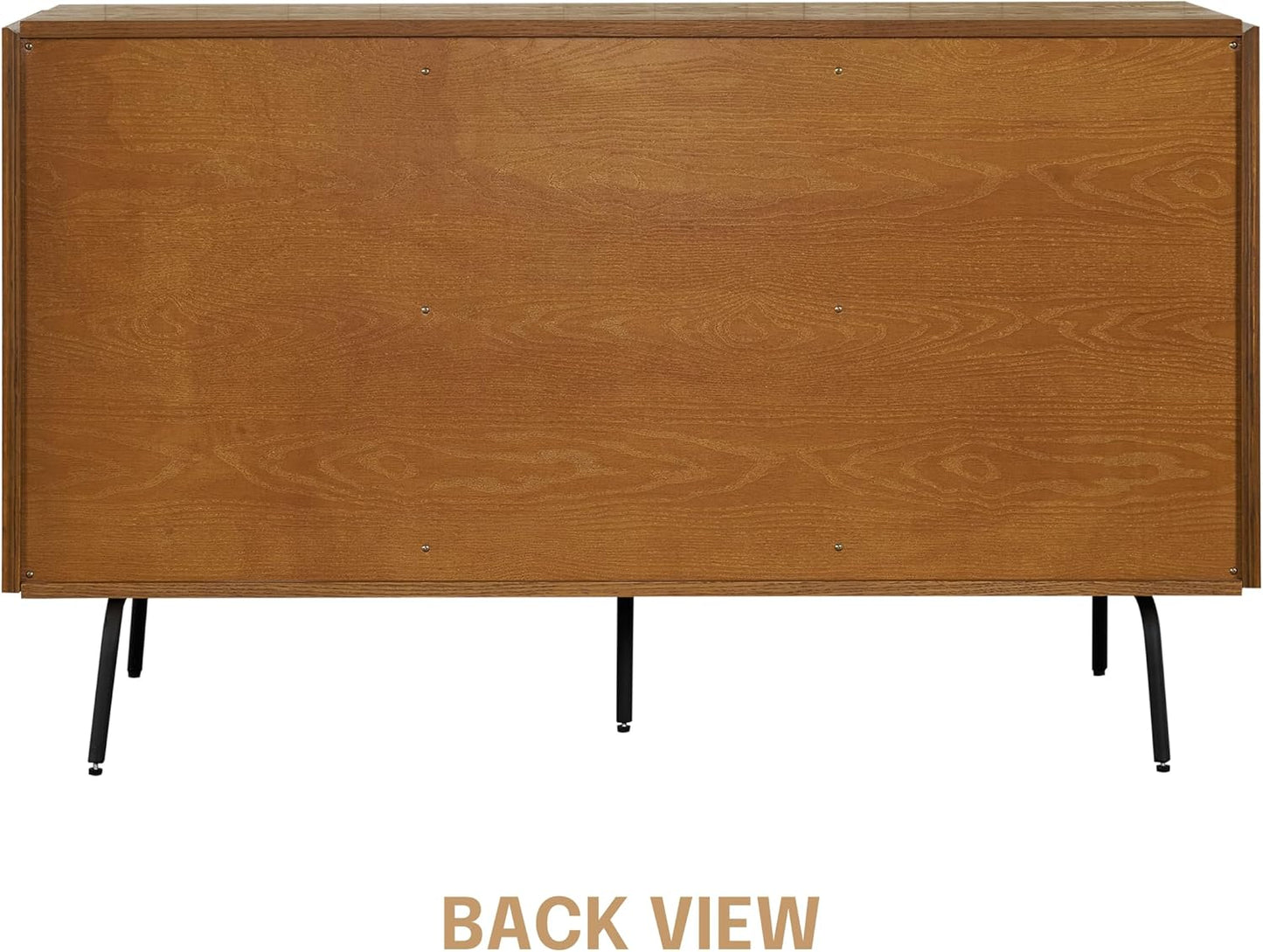 NTC Veil Sideboard with 2 Doors and 3 Drawers, Buffet Cabinet with Vertical Groove Design and Metal Legs, Storage Cabinet for Living Room, and Entryway, Effortless Assembly - Rustic Oak