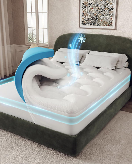 OhGeni Cooling 4 inch Dual Layer King Mattress Topper, 2 inch Cooling Gel Memory Foam, 2 inch Down Alternative Pillow Top Pad, Mattresses Cover for Bed, Medium Support, Fits 6”-19” Deep Pocket