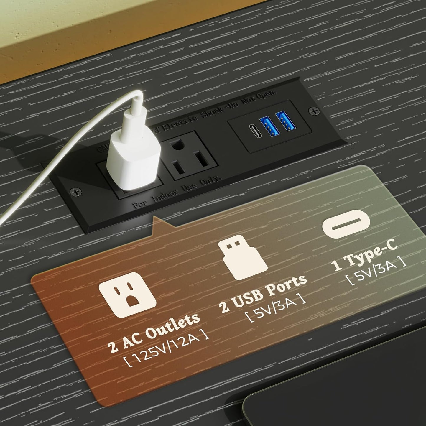 Huuger TV Stand Dresser with Power Outlets and LED Lights, 7 Drawer Console for 55 Inch TV, Black PU Leather Bedroom Dresser