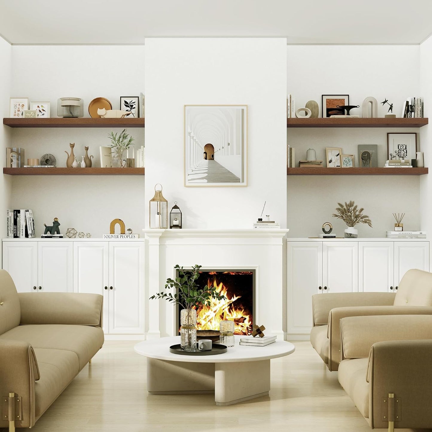 Heimlove 12" Deep Floating Shelves for Wall Shelf Over Toilet Wall Mounted Farmhouse Long 55 inches Set of 1, Farmhouse Shelves with Invisible Brackets for Living Room, Kitchen, Bedroom,Walnut