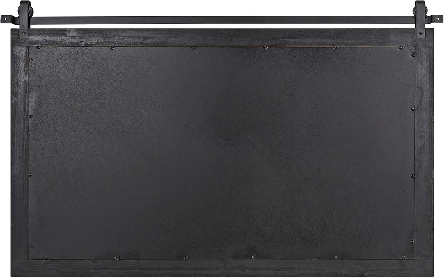 Kate and Laurel Cates Farmhouse Horizontal Wood Framed Wall Mirror, 40 x 26, Gray, Barn Door-Inspired Rustic Mirrors for Wall