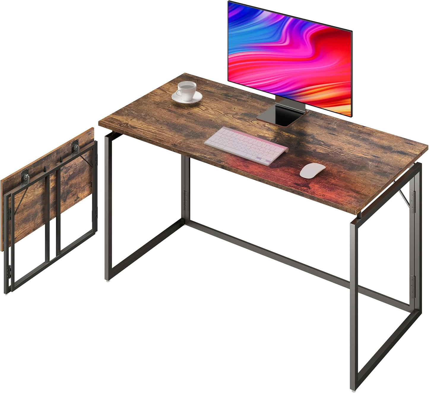 Folding Desk 40 Inch - No Assembly Small Foldable Desk for Small Space Minimalist, Space Saving Collapsible Compact Desks Portable Table for Craft, Writing, Study and Work