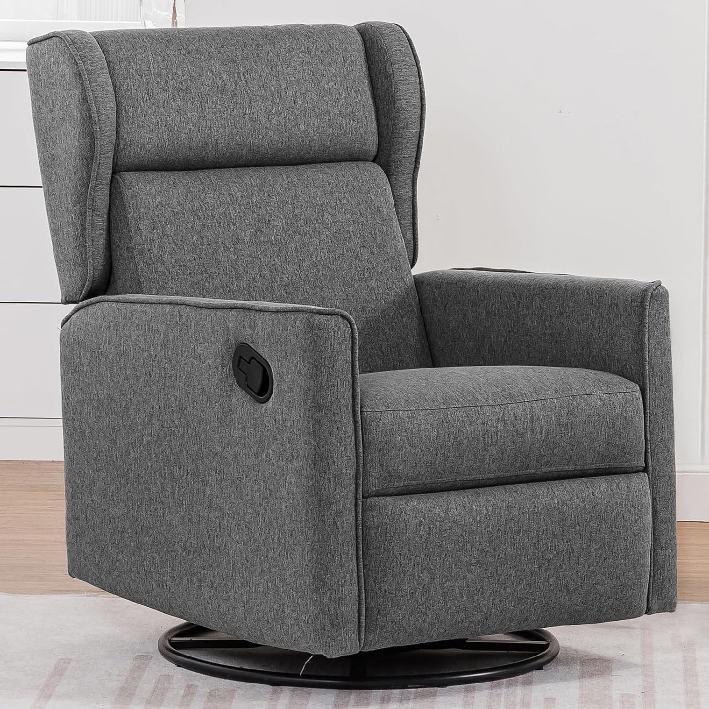 COMHOMA Rocking Recliner Chair,Swivel Glider Reclining Single Sofa Manual Rocker Recliners,Nursery Rocking Chairs with Upholstered Seating for Living Room Office(Gray)