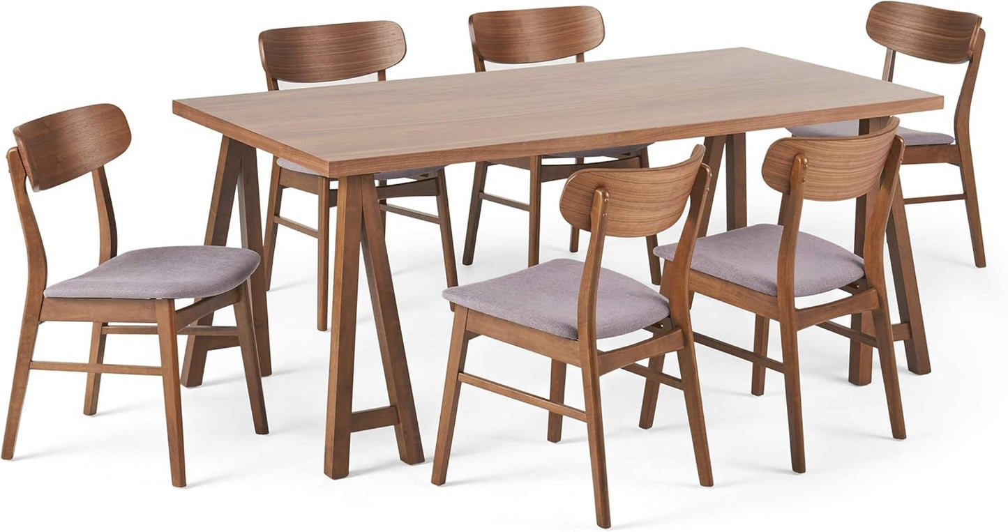 Christopher Knight Home Anthony Mid-Century Modern 7 Piece Dining Set, Dark Gray and Walnut