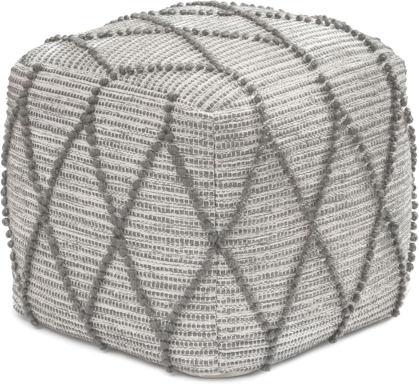 Anji Mountain 100% Handmade & Handcrafted Comfortable Home Décor Pouf Ottoman Footrest for Living Room, Bedroom, Nursery, Kidsroom, Patio Furniture - (19" x 19" x 17"- Warm Gray)