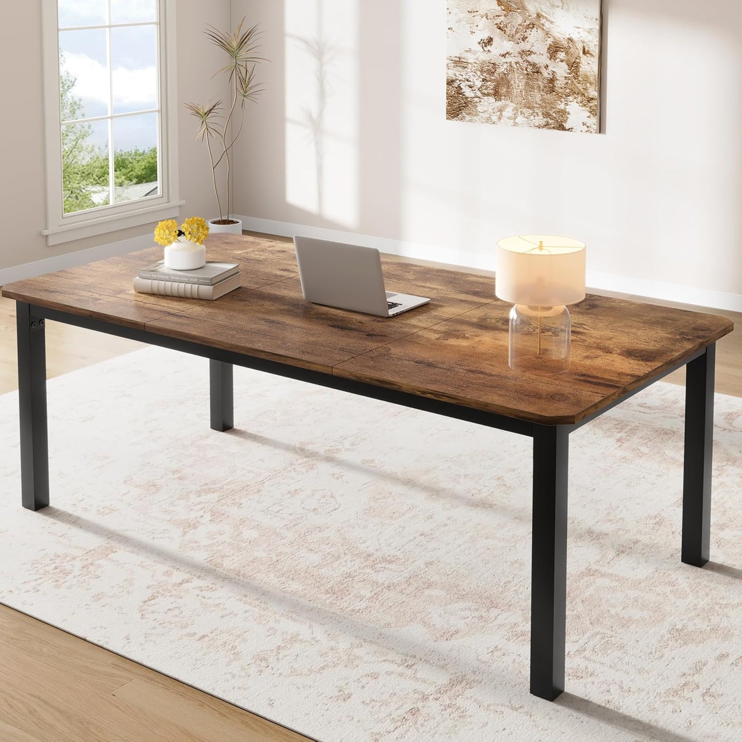 78.7 Inch Long Computer Desk, Large Industrial Office 2 Person Desk Workstation, Study Writing Wide Table,Modern Style Laptop Desk Tables for Home Office Bedrooms