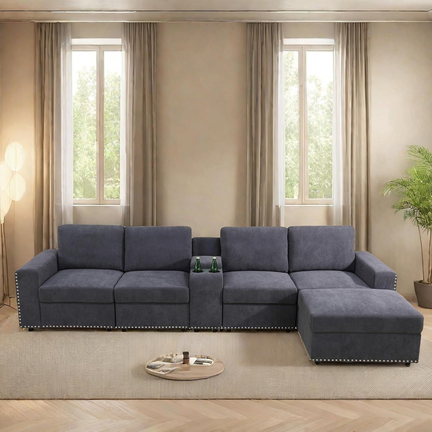 Modular Sectional Sofa Living Room Ottoman, U-Shaped Modern Couches for Living Room, Bedroom, Office