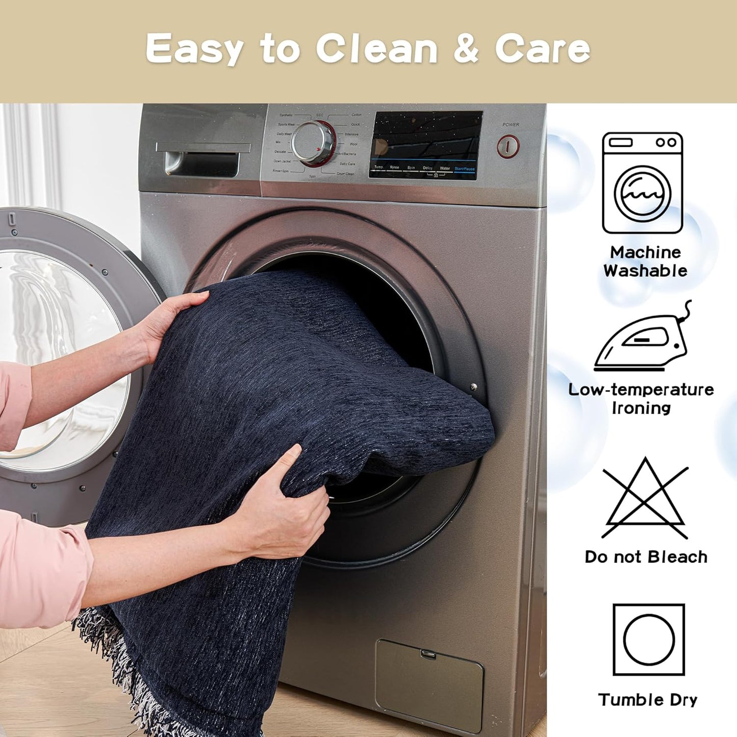 MYSKY HOME Couch Cover for Dogs Washable Couch Covers for 3 Cushion Couch Sofa Super Soft Sofa Slipcover Non Slip Sofa Cover, Chenille Sofa Covers for Dogs, Furniture Protector, 91"x134", Navy Blue