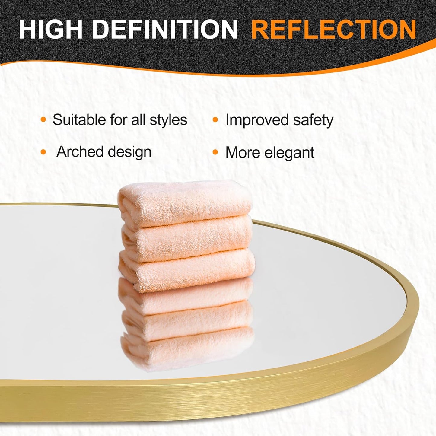 Delma Bathroom Wall Full Length Mirror for Wall, 48''x24'', Gold Oval for Bedroom Entryway Bathroom, Metal Framed Vanity(48''x24'',Gold)