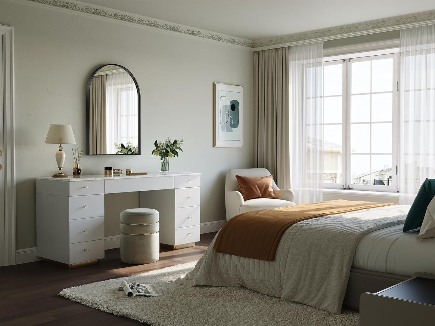 Brightify Arched Mirror, Arched Wall Mirror, 24 x 38 Inch Black Arch Mirror, Metal Frame Black Bathroom Mirror, Arched Top Bathroom Vanity Mirror for Living Room Bedroom Mantel Entryway Hallways