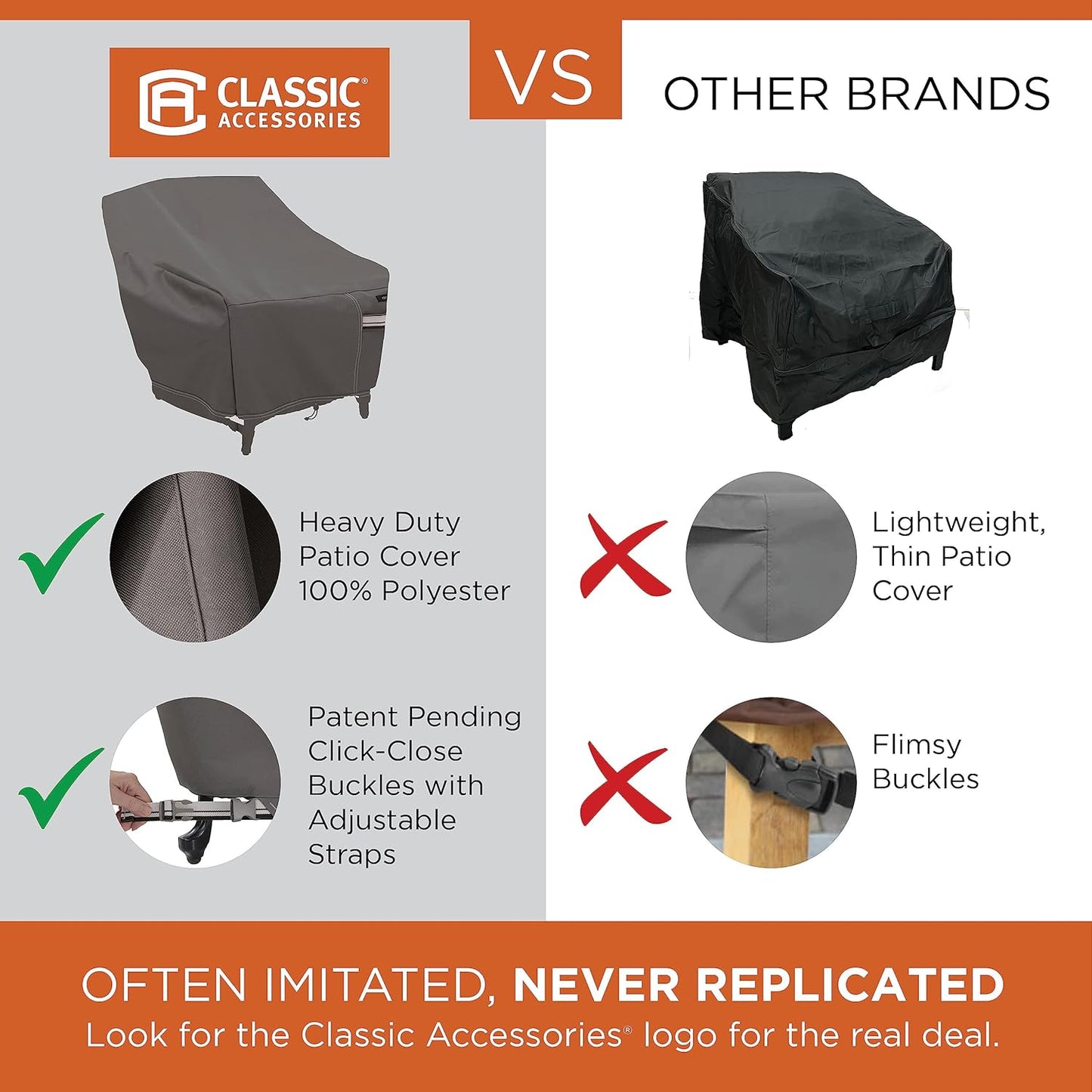 Classic Accessories Ravenna Water-Resistant 128 Inch Rectangular/Oval Patio Table & Chair Set Cover, Outdoor Table Cover