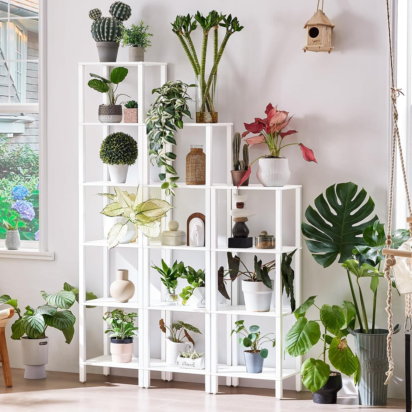 54in Tall Bookshelf 5-Tier Small Narrow Bookcase, Skinny Book Shelf for Small Space, Farmhouse Slim Shelf with Storage, Wood Freestanding Display Thin Bookshelves for Living Room, Office, White