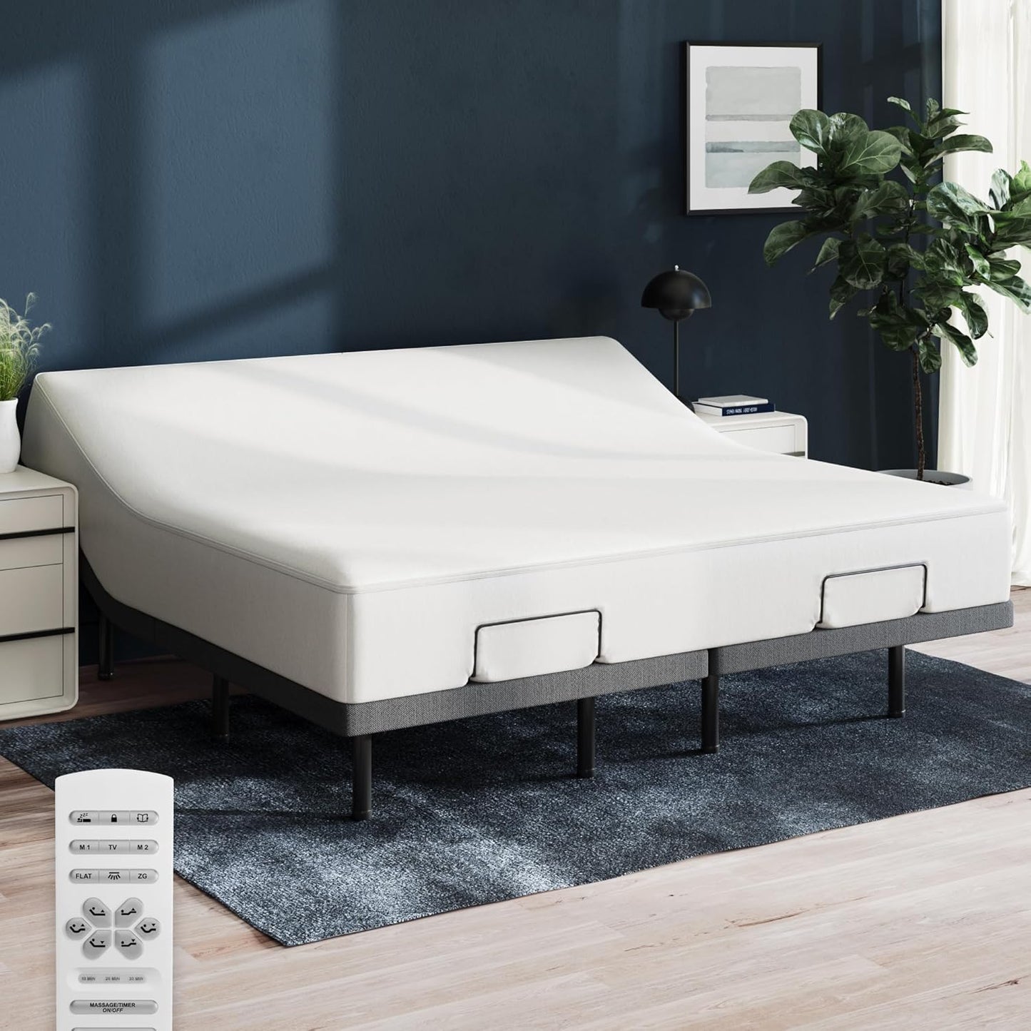 Nectar Ultra King Adjustable Base & 15” Mattress - Head & Foot Incline - Medium Firm Memory Foam - Cooling Upgrade - 3 Massage Settings - 365-Night Mattress Trial