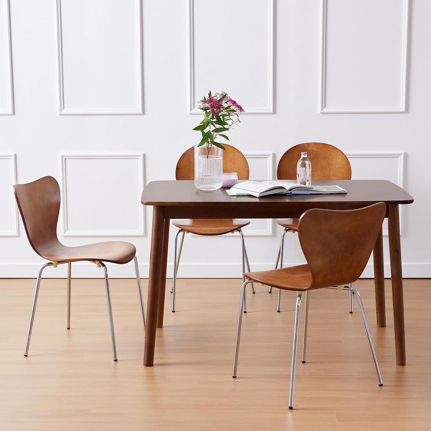 Livinia Aslan 47" Malaysian Oak Rectangular Wooden Dining Table/Solid Wood Kitchen Desk (Walnut)