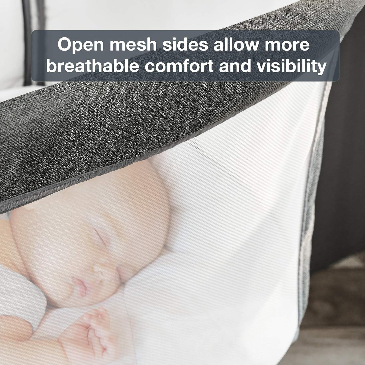 RONBEI Baby Bassinet Bedside Sleeper, Easy to Assemble Bassinets for Baby/Infants, Height Adjustable Bedside Bassinet for Newborn Baby