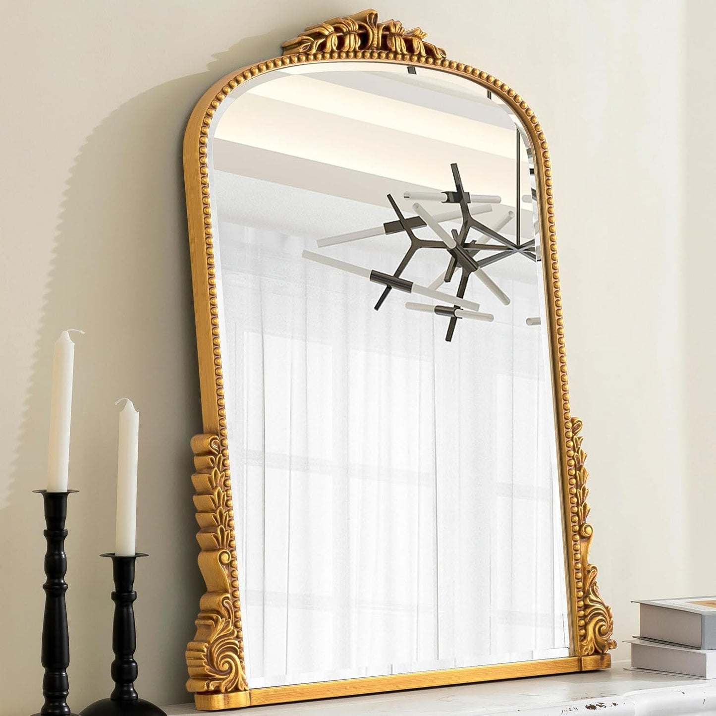 SHYFOY Traditional Gold Wall Mirror, Decorative Antique Wall Mirror, Vintage Mirrors for Wall Decor, Baroque Large Mirrors for Living Room Entryway Powder Room 31.5" x 23.6" Antique-Inspired décor