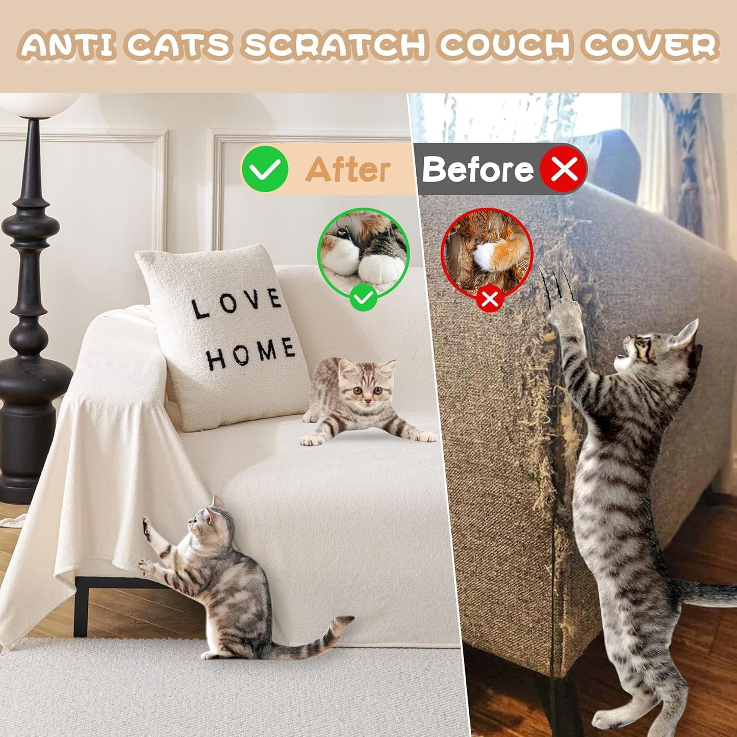 MYSKY HOME White Couch Cover for Dogs Washable Pet Couch Cover Furniture Protector Cover Non Slip Soft Couch Sofa Cover, Love Seat Couch Covers, Sofa Covers Washable, 71" x 102"