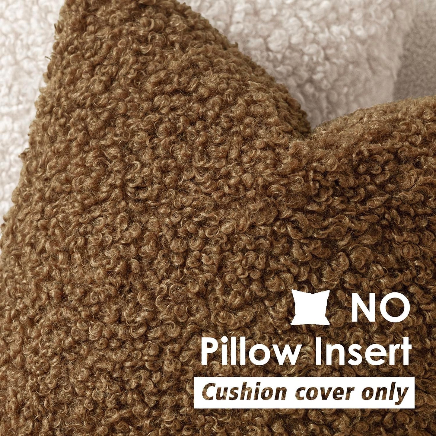 Foindtower 2 Pieces 24x24 Inch Dark Bronze, Faux Fur Throw Pillow Cover Accent Sherpa Furry Pillow Covers Fuzzy Soft Pillowcases Cozy Sheepskin Decorative Fleece Cushion Case for Bed Couch Living Room