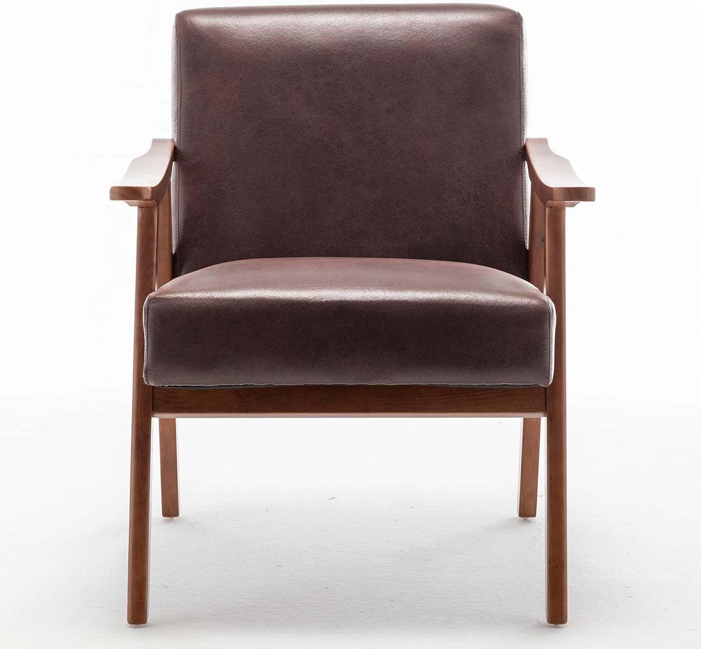 Container Furniture Direct Accent Chair with Microfiber Upholstery and Solid Wood Frame, Classic Mid-Century Modern Living Room Furniture for Extra Seating, Dark Brown