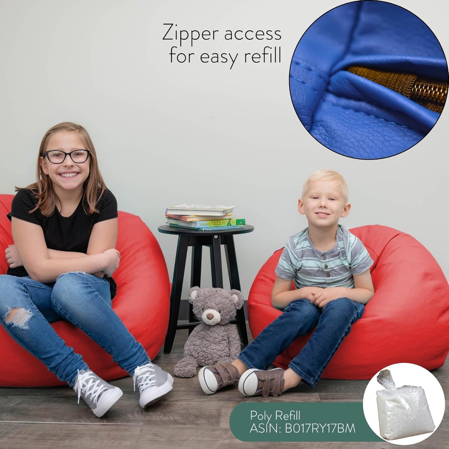 Children's Factory-CF610-007 35" Kids Bean Bag Chairs, Flexible Seating Classroom Furniture, Beanbag Ideal for Boy/Girl Toddler Daycare or Playroom, Red