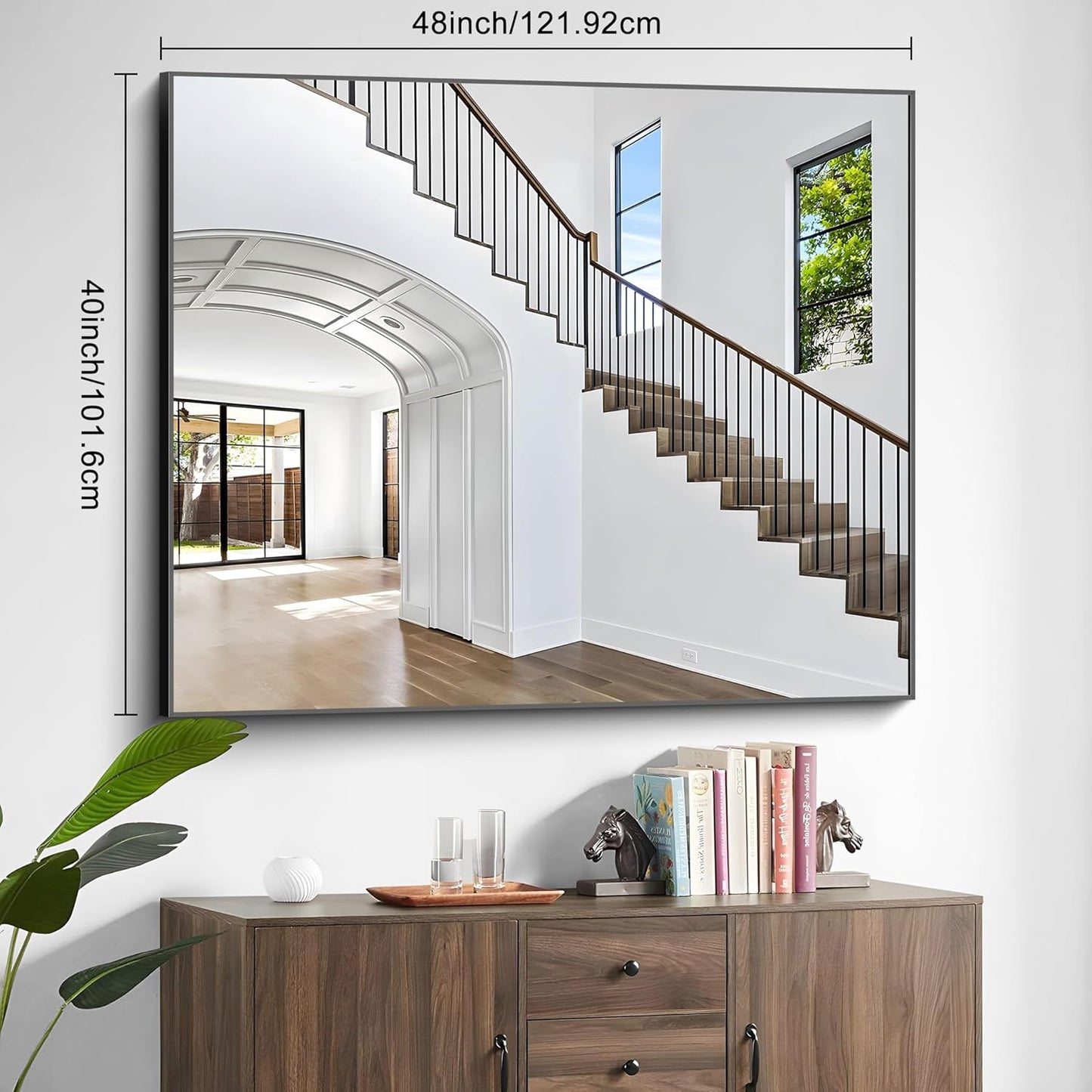 40x48 inch Large Black Bathroom Mirror, Black Rectangle Wall Mirror, Rectangle Mirror for Bathroom Over Sink, Frame Vanity Mirror for Entryway, Living Room, Bedroom, Hangs Horizontally or Vertically