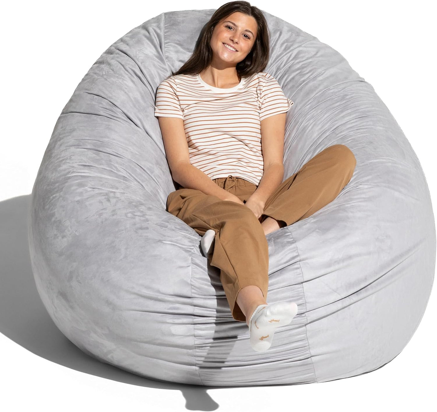 Jaxx 6 Foot Cocoon - 2-in-1 Convertible Bean Bag Bed & Large Bean Bag Chair for Adults, Microsuede Platinum