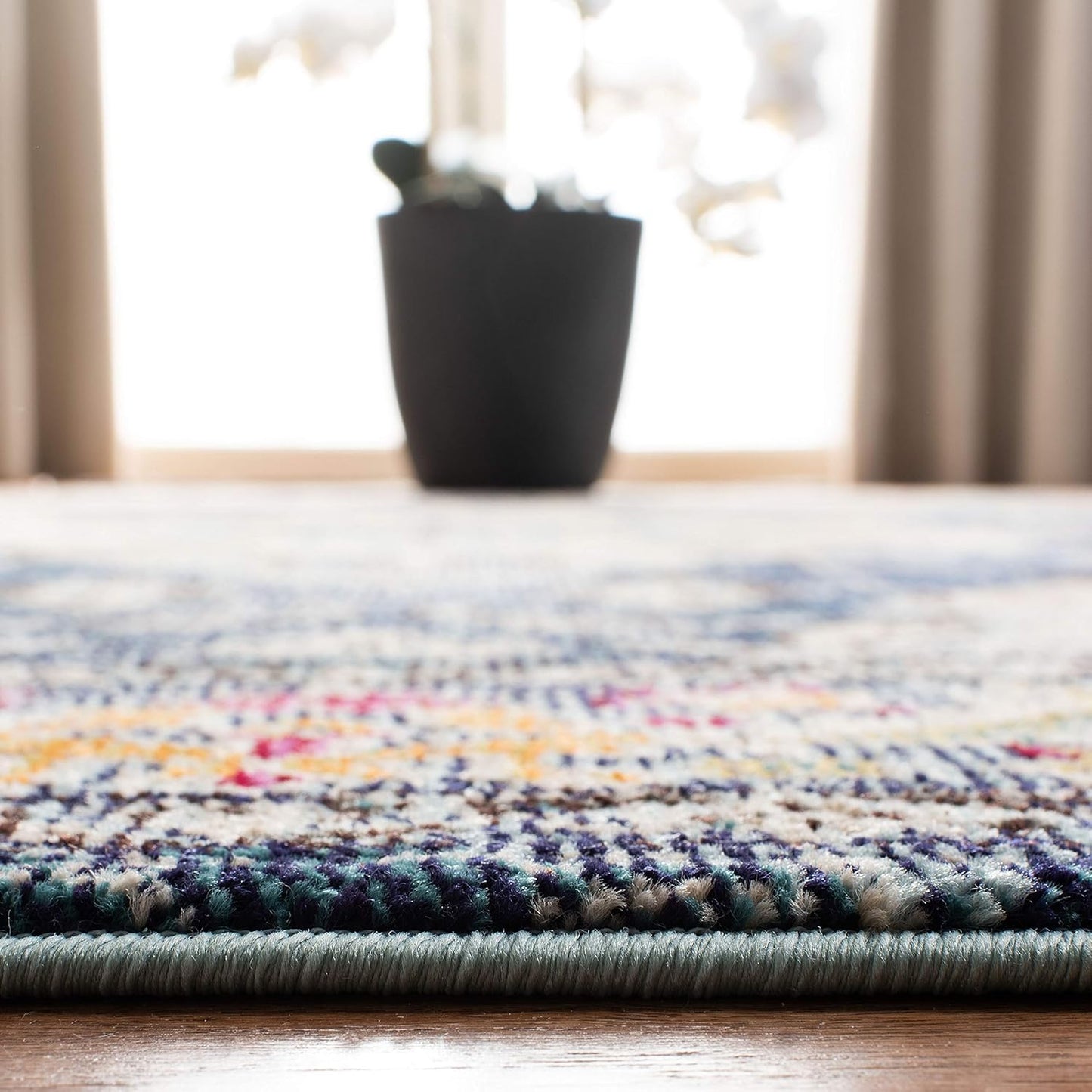 SAFAVIEH Monaco Collection Accent Rug - 3' x 5', Navy & Light Blue, Medallion Distressed Design, Non-Shedding & Easy Care, Ideal for High Traffic Areas in Entryway, Living Room, Bedroom (MNC243N)