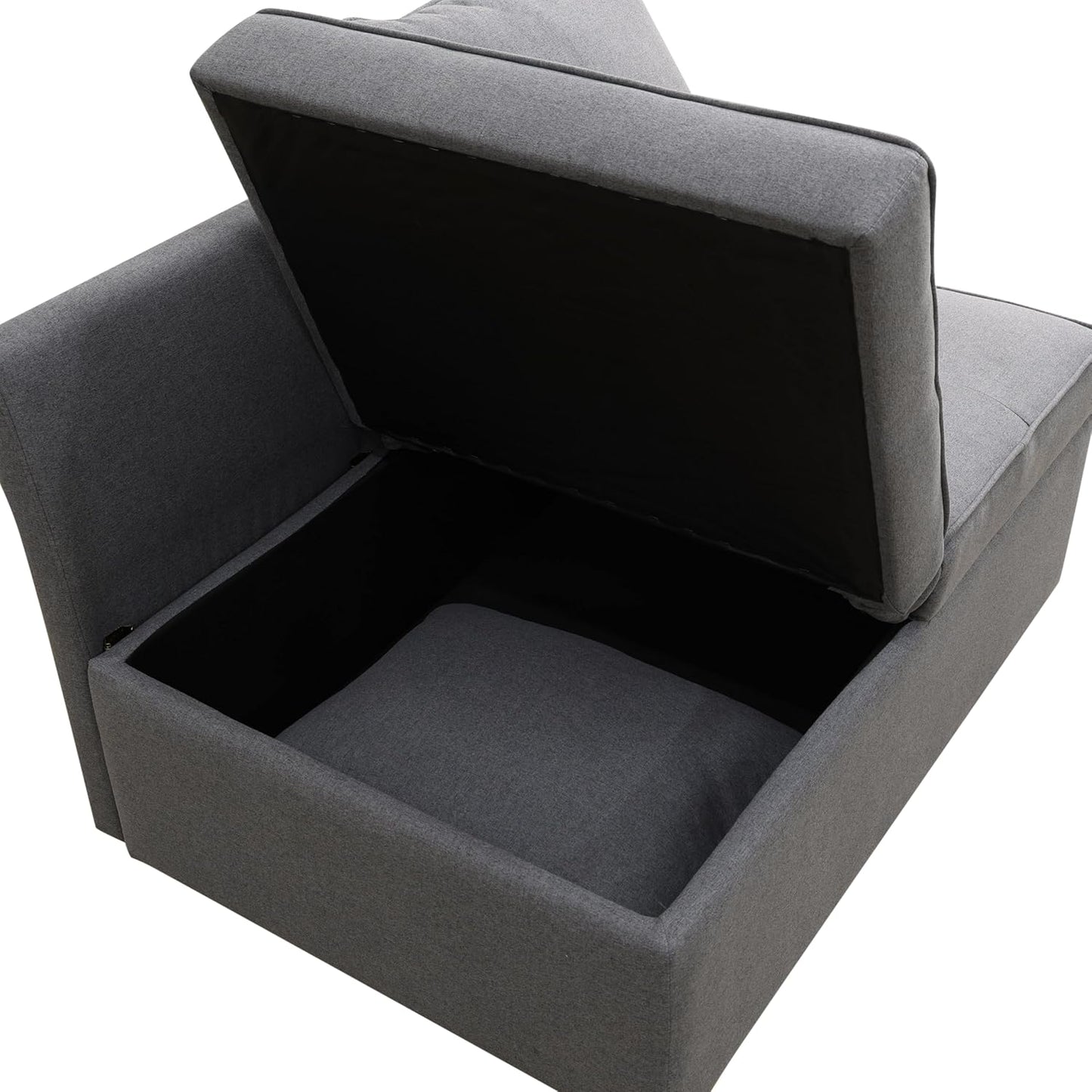 Convertible Ottoman Sofa with Storage, Modern Sackcloth Futon Couch with 2 Pillows Adjustable Backrest, Recliner Folding Loveseat for Living Room, Apartment Dorm, Office,Grey