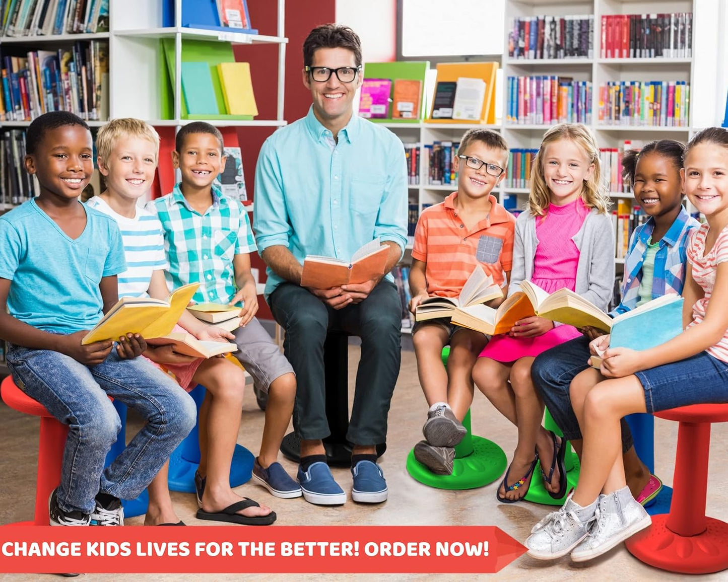 ActiveChairs Kids Wobble Stool, Flexible Seating for Preschool & Elementary Classrooms, Improves Focus, Posture & ADHD/ADD, 14" Active Desk Chairs, Ages 3-7, Blue