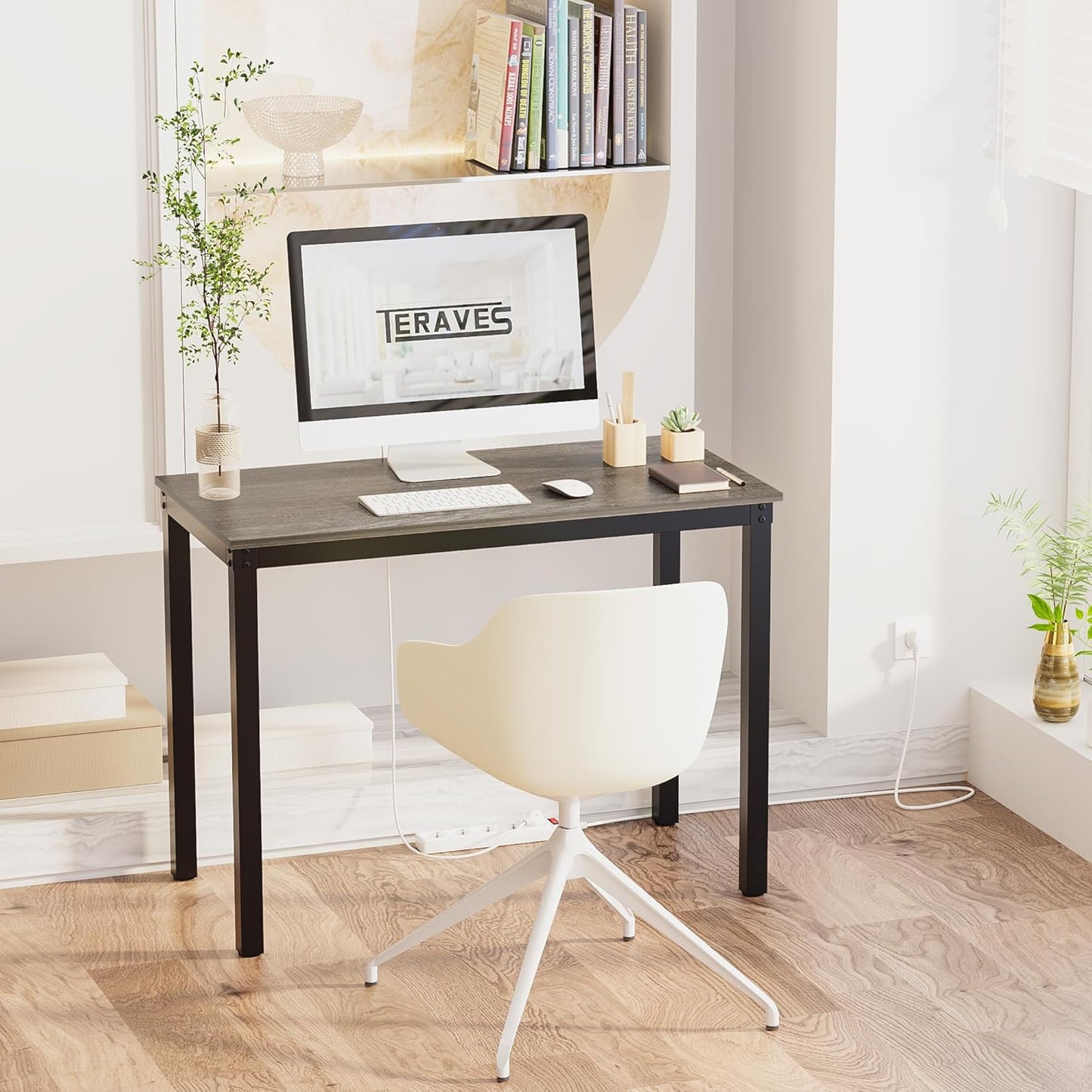 Teraves Computer Desk/Dining Table Office Desk Sturdy Writing Workstation for Home Office (39.37“, Black Oak)