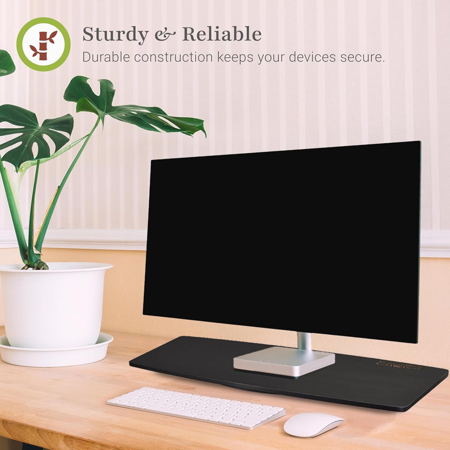 Prosumer's Choice Wooden TV Swivel Stand for LED/LCD TV, Monitors, Stereos, 21 inch Base Surface - Steel Ball Bearings - 360˚ Rotation - Black