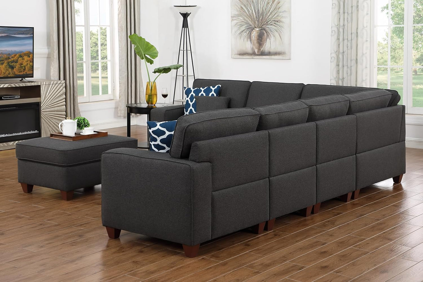 Devion Furniture Garisa Sectional Modular Sofa with Ottoman for Living Room, Apartment, Bedroom, Office, Dorm